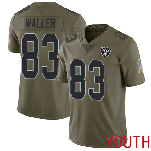 Oakland Raiders Limited Olive Youth Darren Waller Jersey NFL Football #83 2017 Salute to Service Jersey